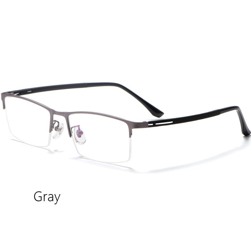 Yimaruili Unisex Semi Rim Titanium Alloy Frame Eyeglasses P9916 Semi Rim Yimaruili Eyeglasses Gray China 