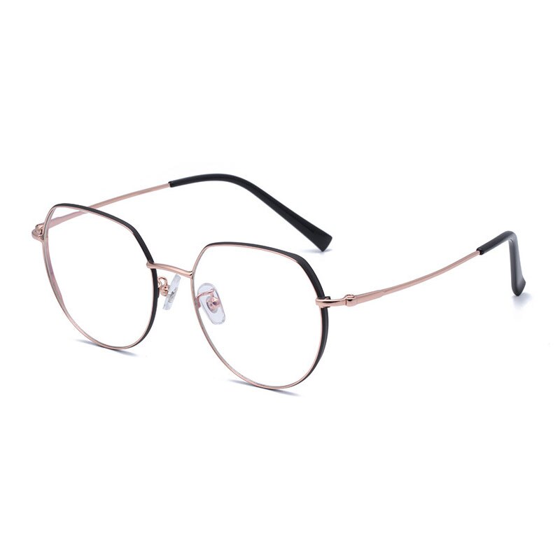 Hotony Unisex Full Rim Alloy Round Frame Eyeglasses 1121 Full Rim Hotony Rose Gold Black  