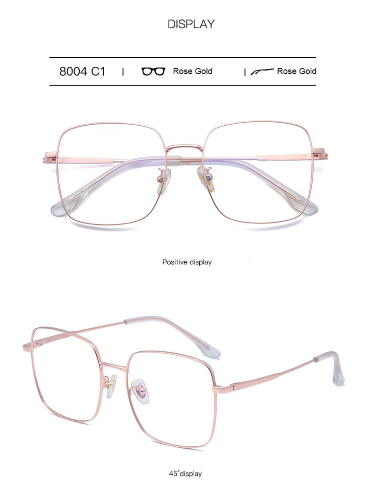 Hotony Unisex Full Rim Square Titanium Frame Eyeglasses 8004 Full Rim Hotony   