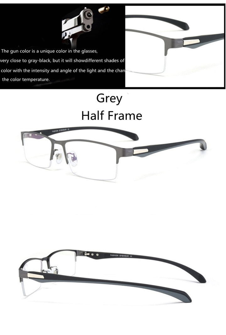 KatKani Men's Semi/Full Rim Alloy Frame Hyperopic Anti Blue Light Reading Glasses 66071-1 Reading Glasses KatKani Eyeglasses   