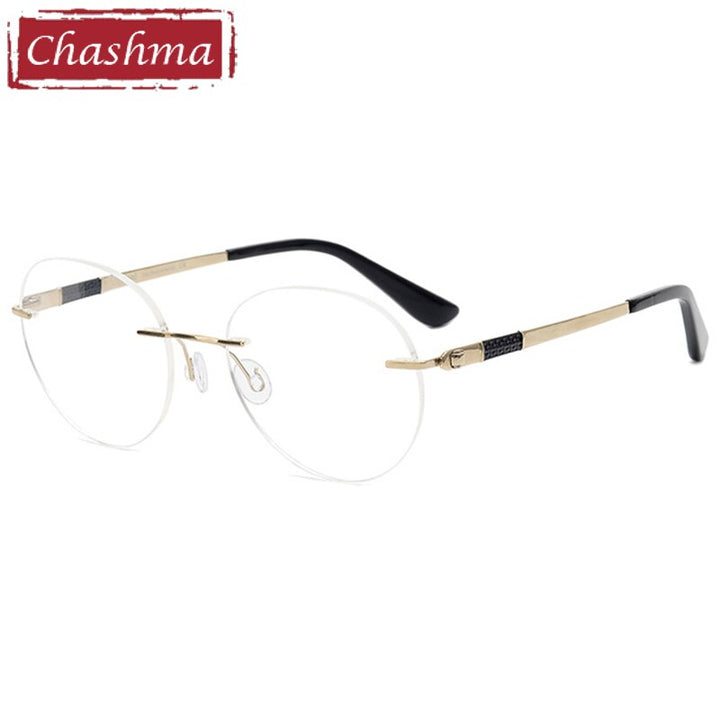 Chashma Ottica Men's Rimless Round Titanium Eyeglasses 5012 Rimless Chashma Ottica Gold  