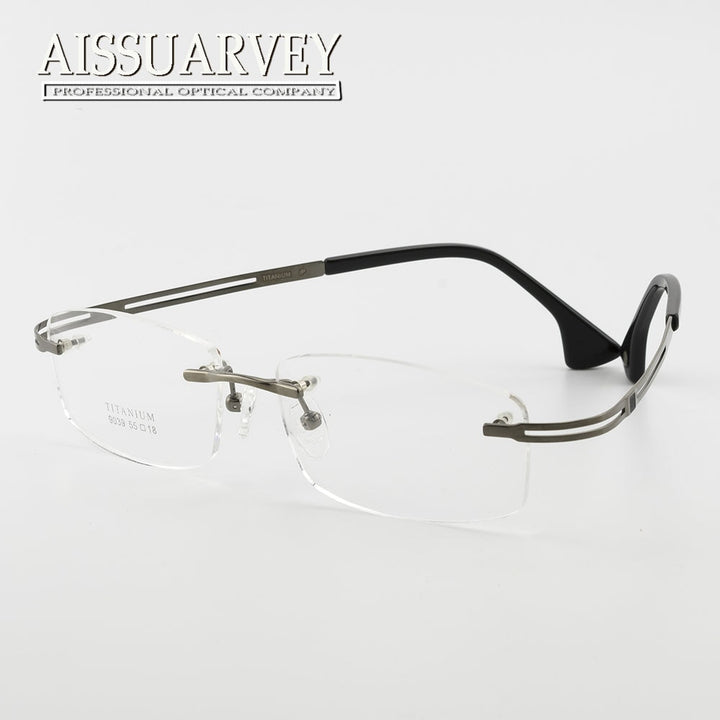Aissuarvey Men's Rimless Titanium Frame Eyeglasses As9039 Rimless Aissuarvey Eyeglasses gray  
