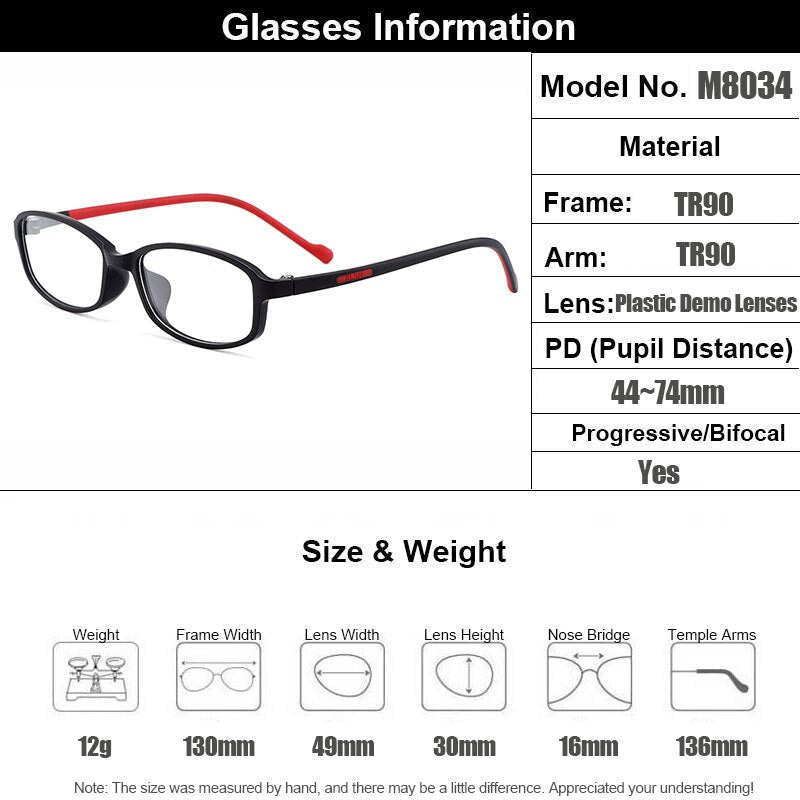 Women's Eyeglasses Ultralight Tr90 Square Plastic Small Face M8034 Frame Gmei Optical   