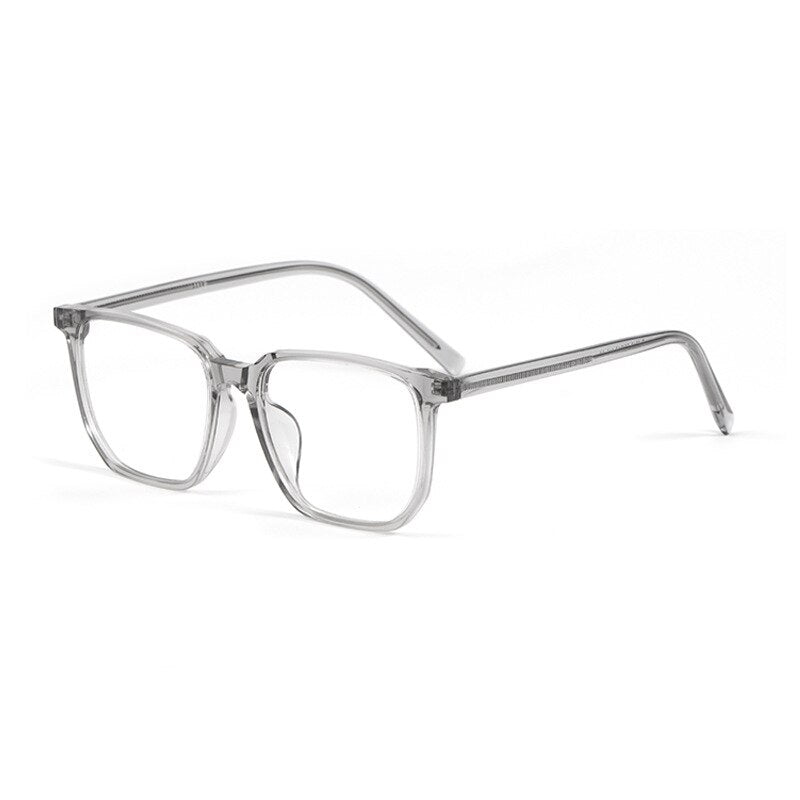 KatKani Unisex Full Rim Acetate Sheet Metal Core Square Frame Eyeglasses 09d6810 Full Rim KatKani Eyeglasses Transparent Gray  