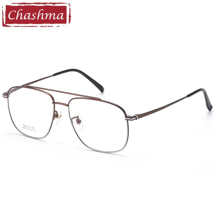 Unisex Oval Titanium Full Rim Frame Eyeglasses 8390 Full Rim Chashma Brown Silver  