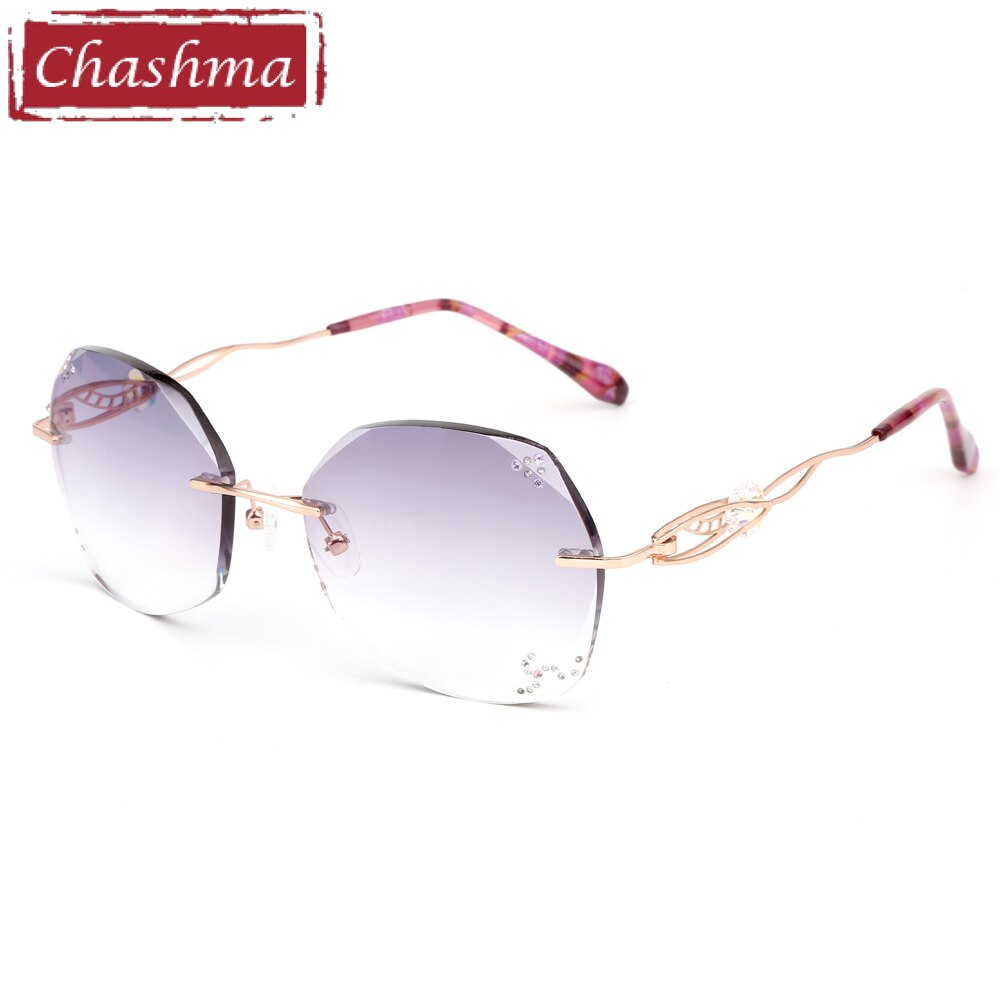 Chashma Ottica Women's Rimless Irregular Round Titanium Eyeglasses Tint Lenses 007 Rimless Chashma Ottica Default Title  