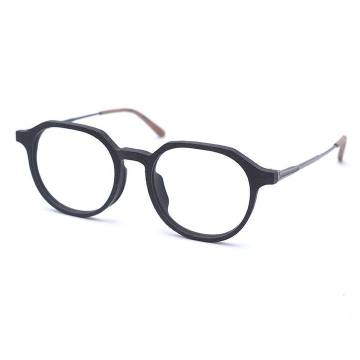 Hdcrafter Unisex Full Rim Round Wood Frame Eyeglasses Ft8861 Full Rim Hdcrafter Eyeglasses   