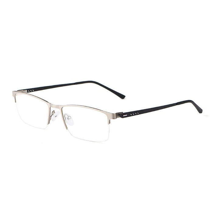Hotochki Men's Semi Rim Alloy Frame Eyeglasses 9841 Semi Rim Hotochki Silver  