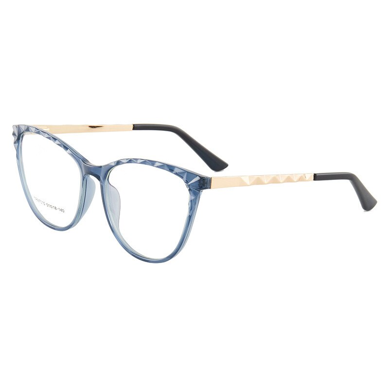Hotony Women's Full Rim TR 90 Resin Round Cat Eye Frame Eyeglasses 7010 Full Rim Hotony Blue  