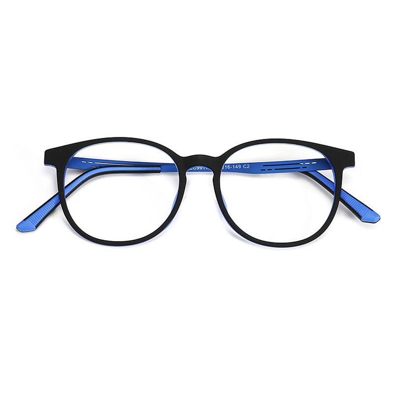 KatKani Unisex Full Rim Round TR 90 Resin Titanium Frame Eyeglasses K99113 Full Rim KatKani Eyeglasses Black Blue  