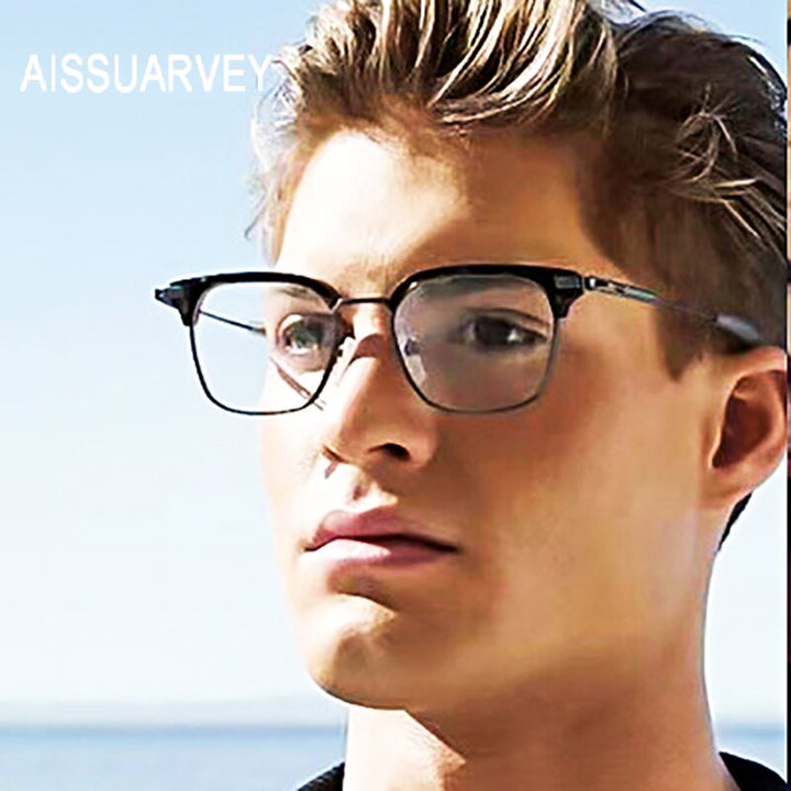Aissuarvey Titanium Acetate Full Horn Rim Rectangular Frame Men's Eyeglasses Frame Aissuarvey Eyeglasses   