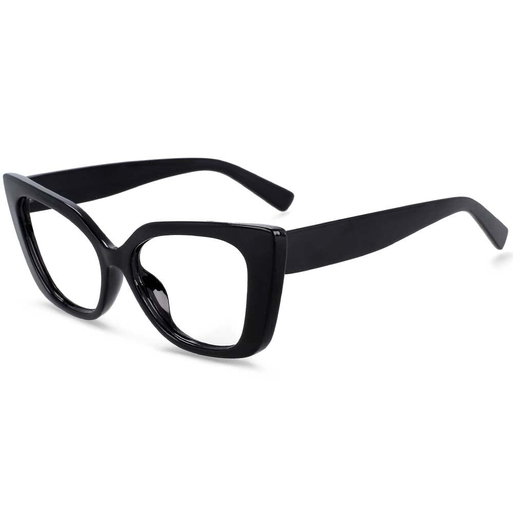 CCSpace Unisex Full Rim Rectangle Cat Eye Resin Frame Eyeglasses 54032 Full Rim CCspace China C1Black 