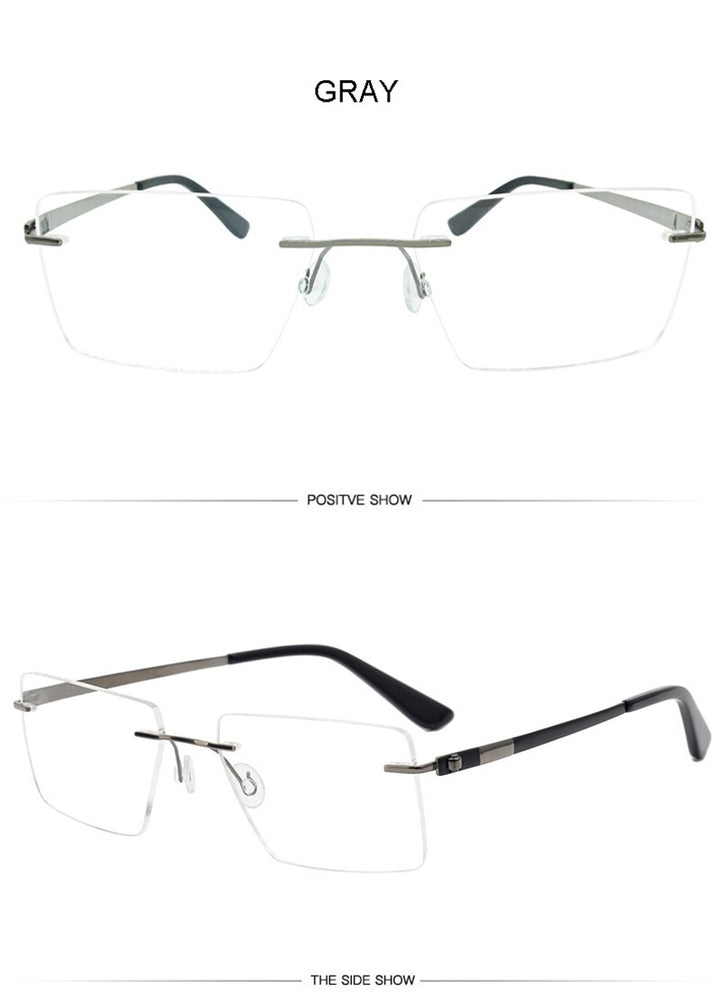 Aissuarvey Rectangular Lens Rimless Titanium Frame Men's Eyeglasses Rimless Aissuarvey Eyeglasses   