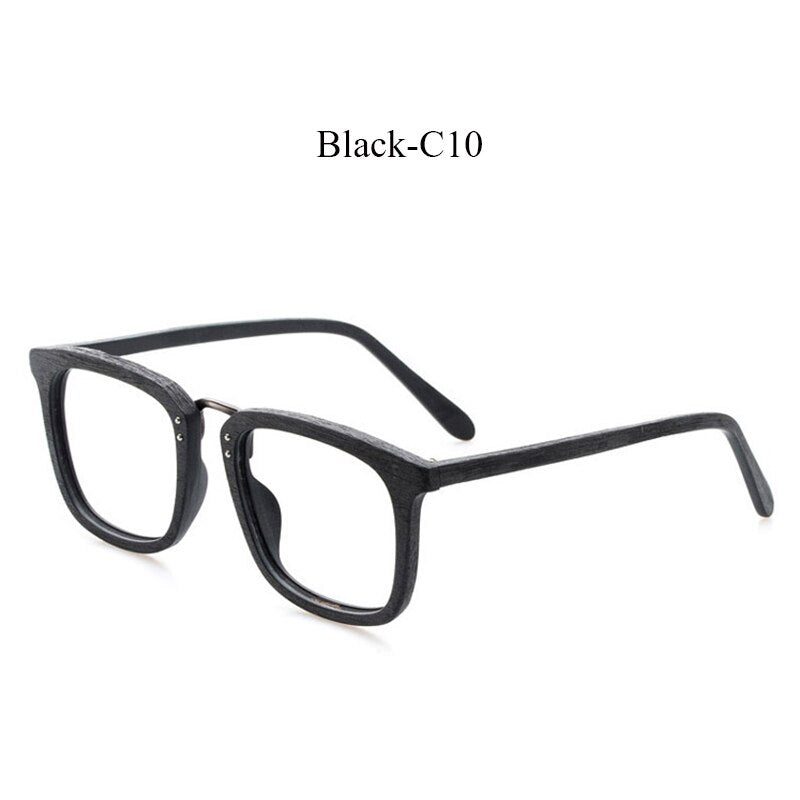 Hdcrafter Men's Full Rim Square Wood Metal Frame Eyeglasses 1287 Full Rim Hdcrafter Eyeglasses C10  