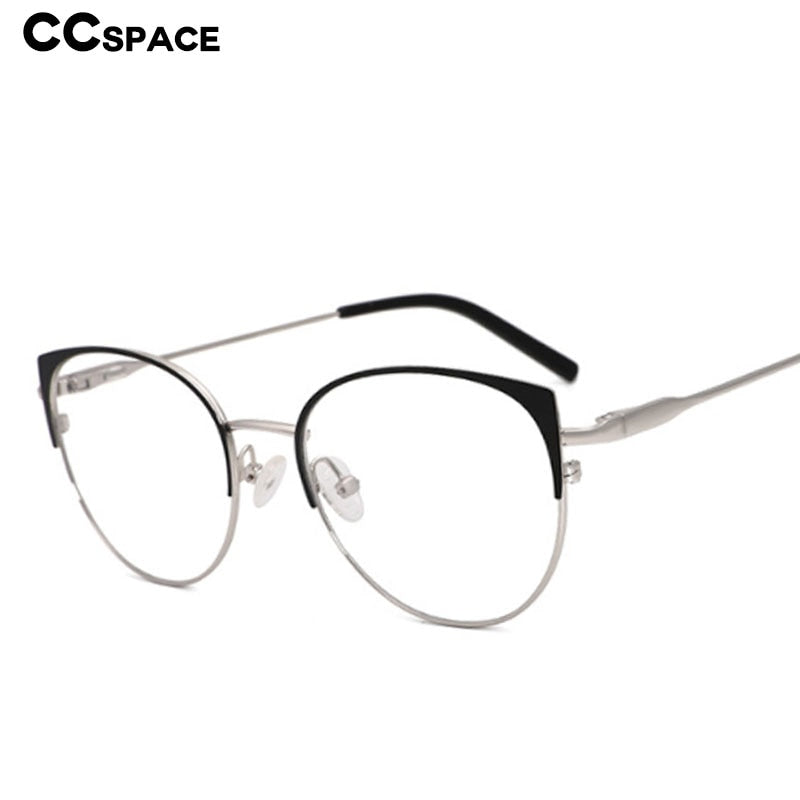 CCSpace Unisex Full Rim Round Cat Eye Alloy Frame Eyeglasses 49246 Full Rim CCspace   