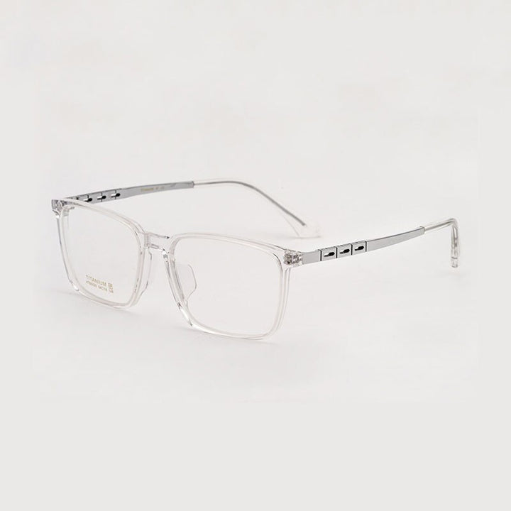 Hotony Men's Full Rim TR 90 Resin Titanium Square Frame Eyeglasses 5020 Full Rim Hotony TRANSPARENT  