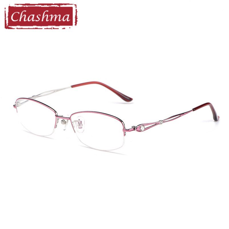 Chashma Ottica Women's Semi Rim Oval Rectangle Titanium Eyeglasses 86015 Semi Rim Chashma Ottica Purple with Silver  