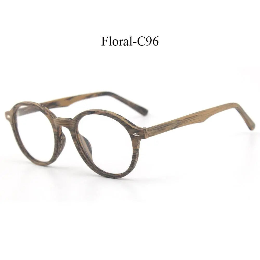 Hdcrafter Unisex Full Rim Round Oval Wood Metal Frame Eyeglasses 4237.