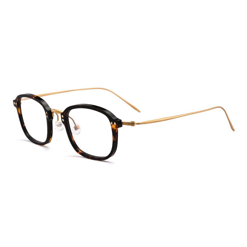 Aissuarvey Full Rim Square Titanium Frame Eyeglasses Unisex Full Rim Aissuarvey Eyeglasses Tortoise golden  