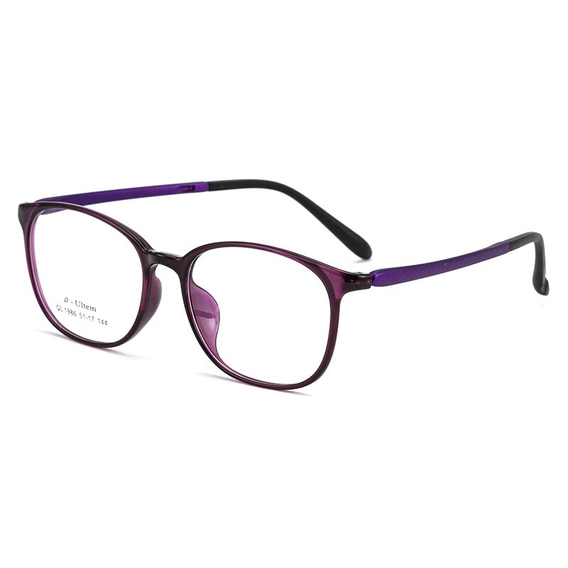 KatKani Unisex Full Rim Round Ultem β Steel Frame Eyeglasses 06ql1986 Full Rim KatKani Eyeglasses Transparent Purple  