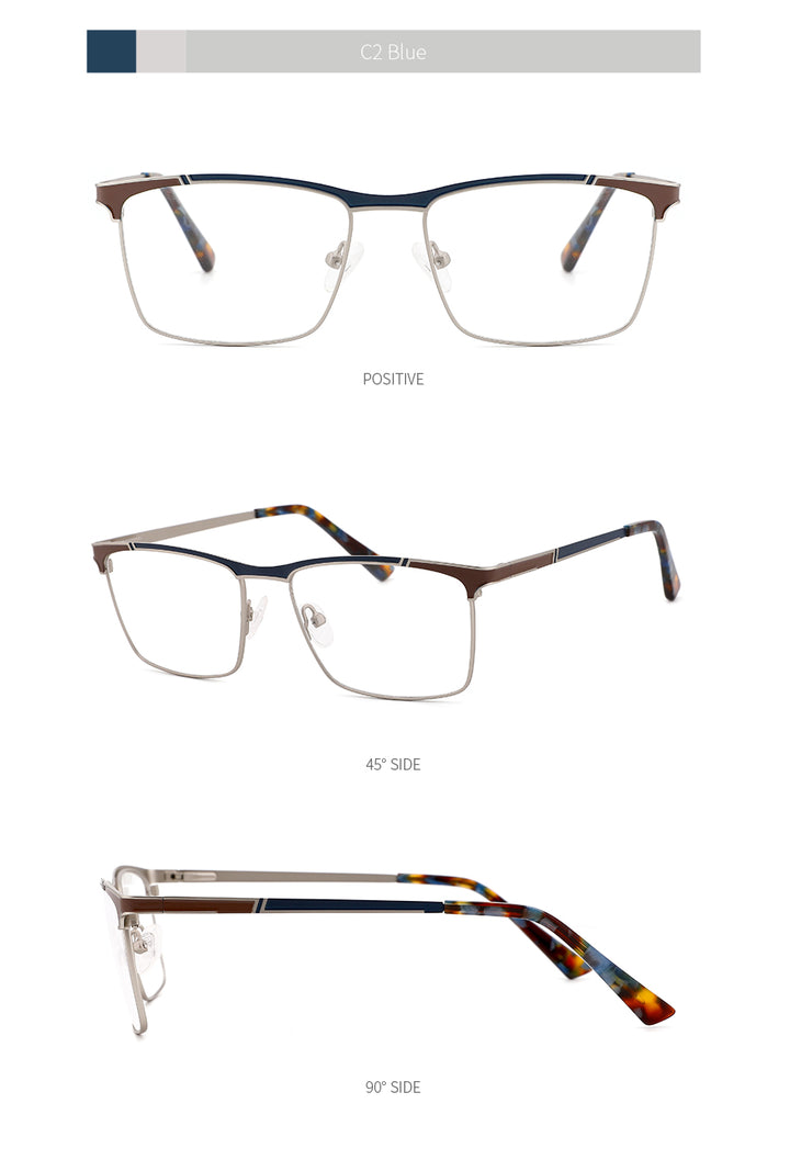 Kansept Men's Full Rim Square Stainless Steel Frame Eyeglasses 202107 Full Rim Kansept   