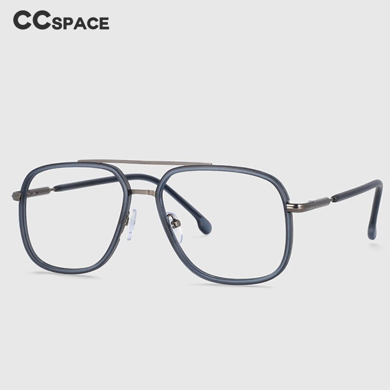CCSpace Unisex Full Rim Square Double Bridge Tr 90 Titanium Frame Eyeglasses 53947 Full Rim CCspace   