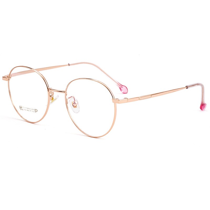 Yimaruili Women's Full Rim Round β Titanium Frame Eyeglasses 2054 Full Rim Yimaruili Eyeglasses Rose Gold  