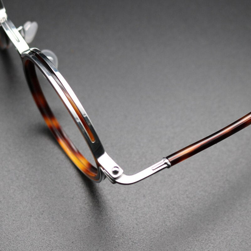Gatenac Unisex Full Rim Round Acetate Titanium Frame Eyeglasses Gxyj543 Full Rim Gatenac   