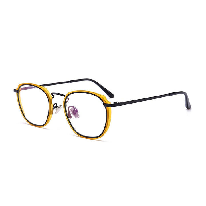 Reven Jate Tr90 Unisex Eyeglasses Round Glasses 1718063 Frame Reven Jate yellow-black  