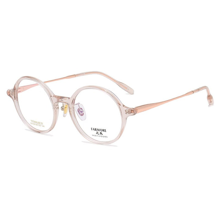 Reven Jate Unisex Eyeglasses S3108 Titanium Round Acetate Frame Reven Jate pink  