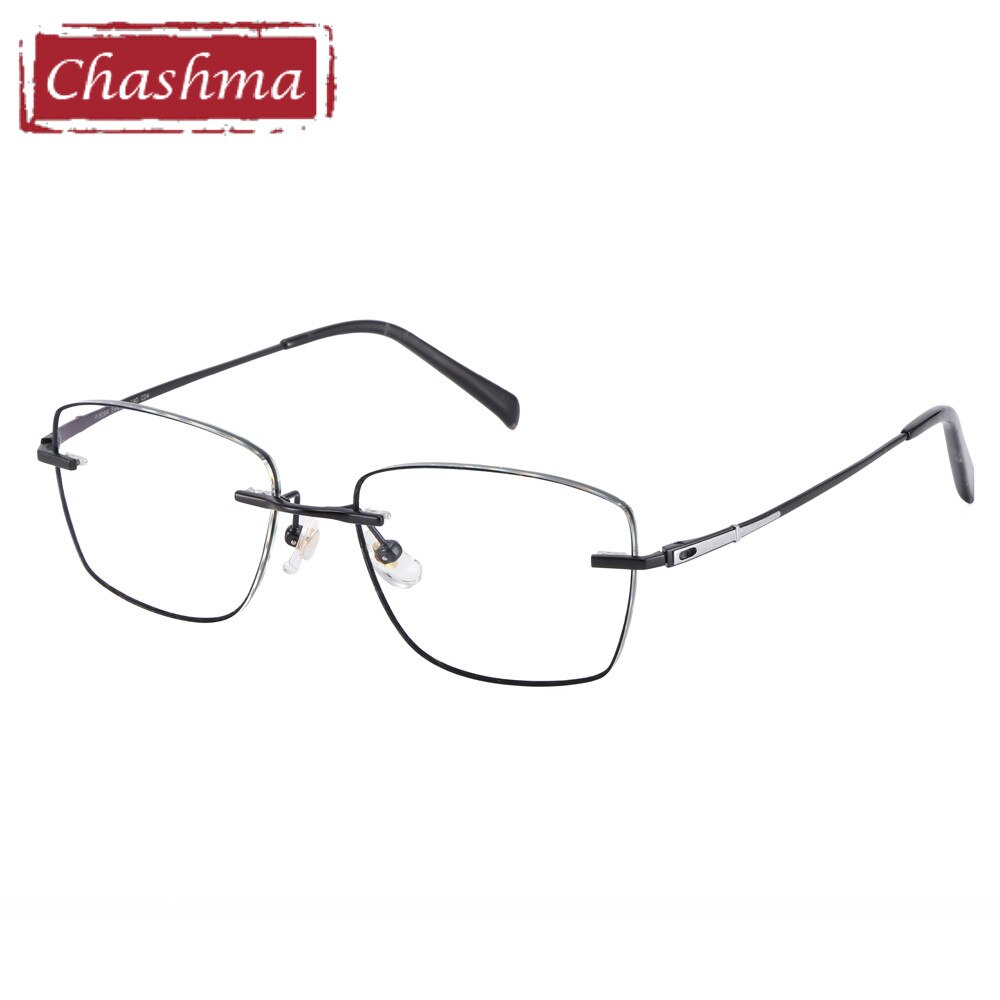 Chashma Men's Full Rim Square Titanium Frame Eyeglasses 8094 Frames Chashma Black  
