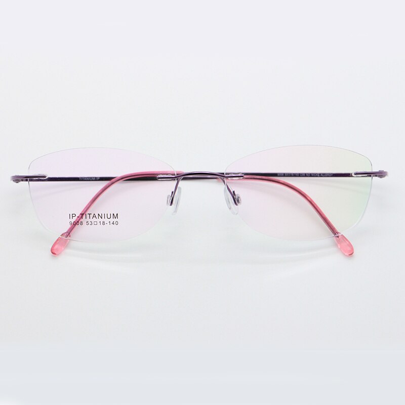 Women's Rimless Titanium Frame Eyeglasses Customizable Lenses 9008 Rimless Bclear Purple  