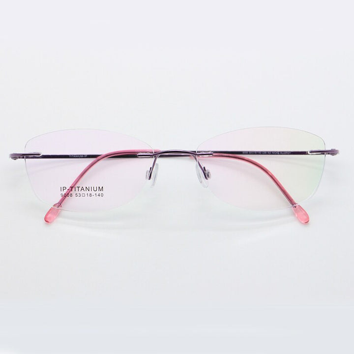 Women's Rimless Titanium Frame Eyeglasses Customizable Lenses 9008 Rimless Bclear Purple  