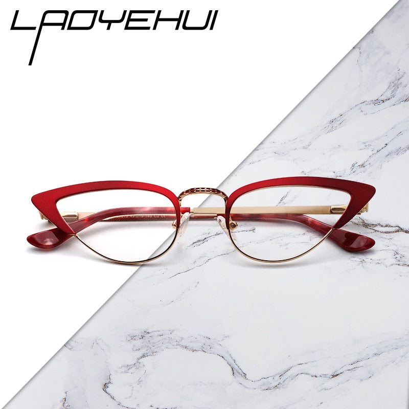 Laoyehui Women's Eyeglasses Small Cat Eye Alloy Frame 9015 Full Rim Laoyehui   