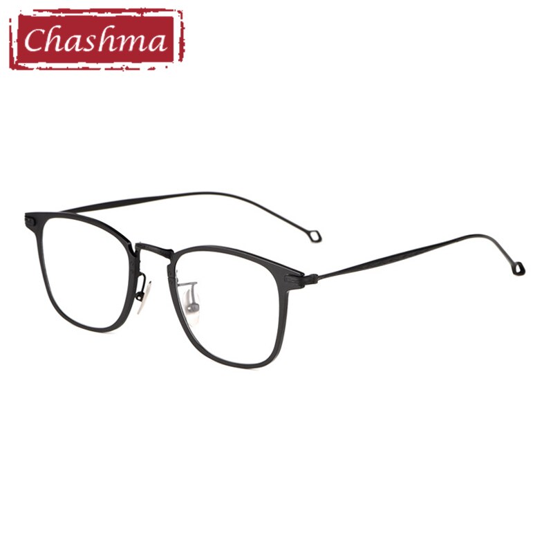 Chashma Men's Full Rim Square Titanium Frame Eyeglasses 30018 Full Rim Chashma Black  
