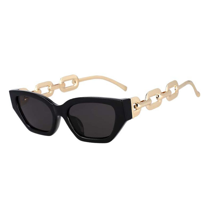 CCSpace Women's Full Rim Oversized Cat Eye Resin Chain Leg Frame Sunglasses 53235 Sunglasses CCspace Sunglasses black 53235 