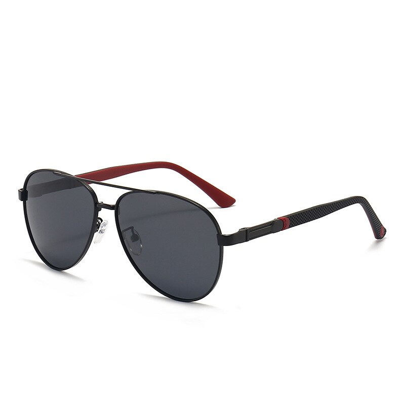 KatKani Men's Full Rim Alloy Aviator Frame Polarized Sunglasses Y2956 Sunglasses KatKani Sunglasses Black Red Other 