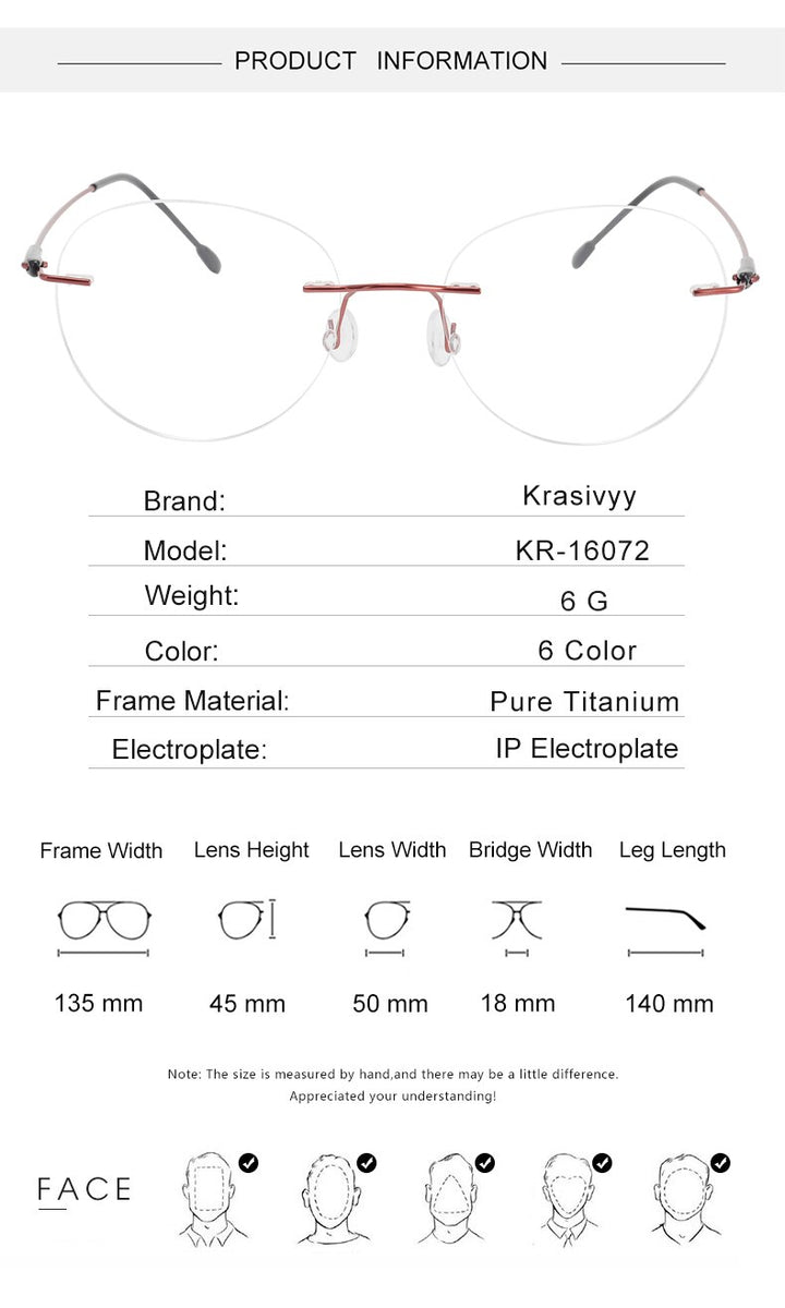 Krasivyy Unisex Rimless Round Titanium Eyeglasses Kr16072 Rimless Krasivyy   