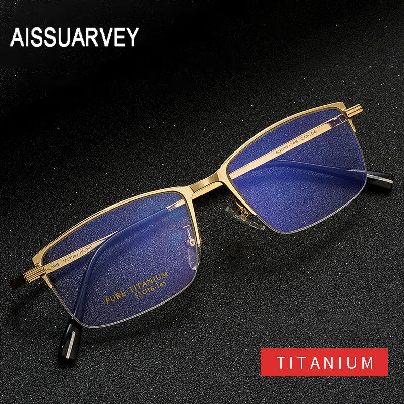 Aissuarvey Semi Rim Titanium Square Frame Men's Eyeglasses Semi Rim Aissuarvey Eyeglasses   