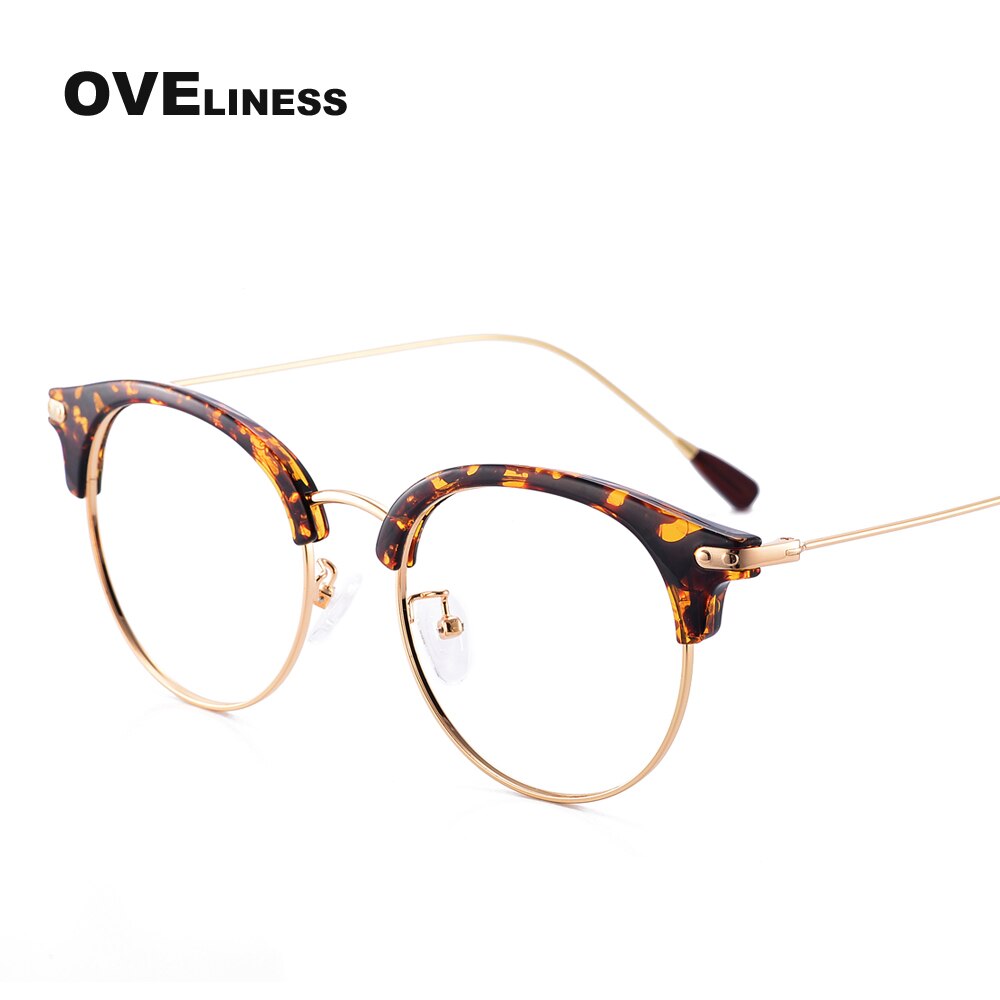 Oveliness Women's Full Rim Round Cat Eye Acetate Alloy Eyeglasses 2630 Full Rim Oveliness tortoise  