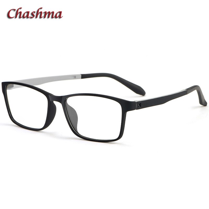 Chashma Ochki Unisex Full Rim Square Tr 90 Titanium Eyeglasses 8870 Full Rim Chashma Ochki Black Gray  