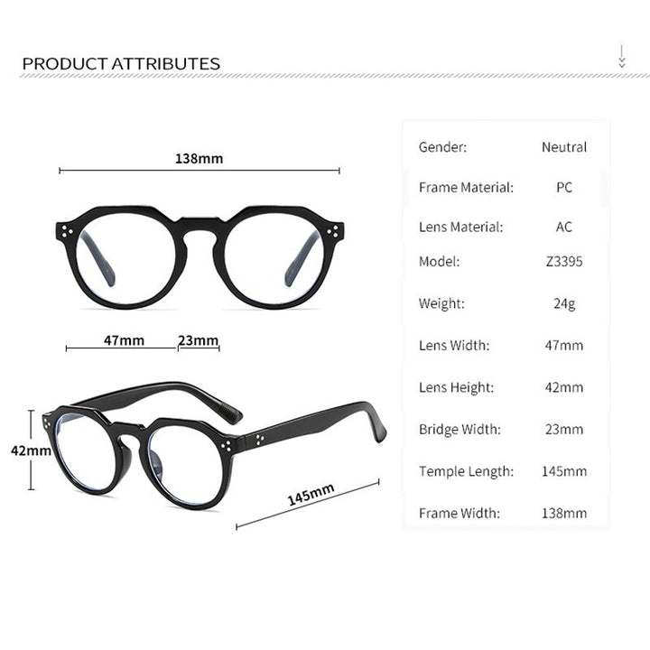Hotochki Unisex Full Rim PC Plastic Resin Frame Eyeglasses 3395 Full Rim Hotochki   