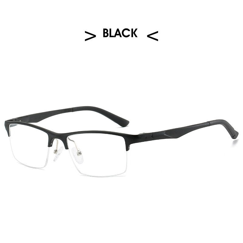 Hdcrafter Men's Semi Rim Square Titanium Alloy Frame Eyeglasses P6329 Semi Rim Hdcrafter Eyeglasses black  