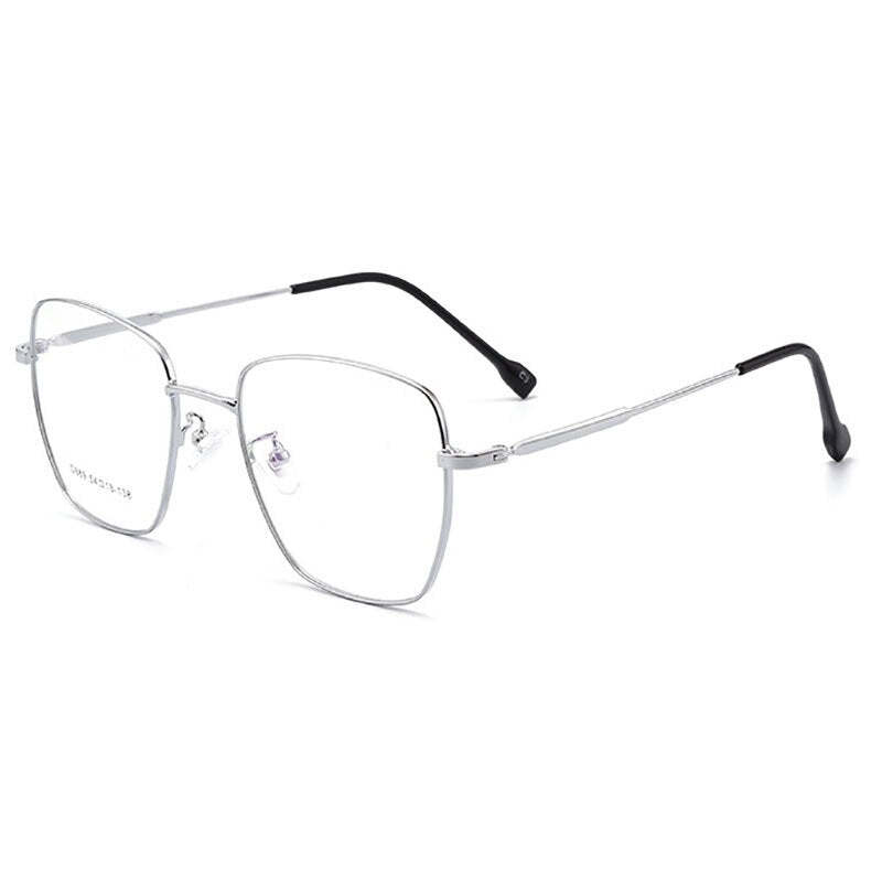 Hotony Unisex Full Rim Polygon Alloy Frame Spring Hinge Eyeglasses D889 Full Rim Hotony Silver  