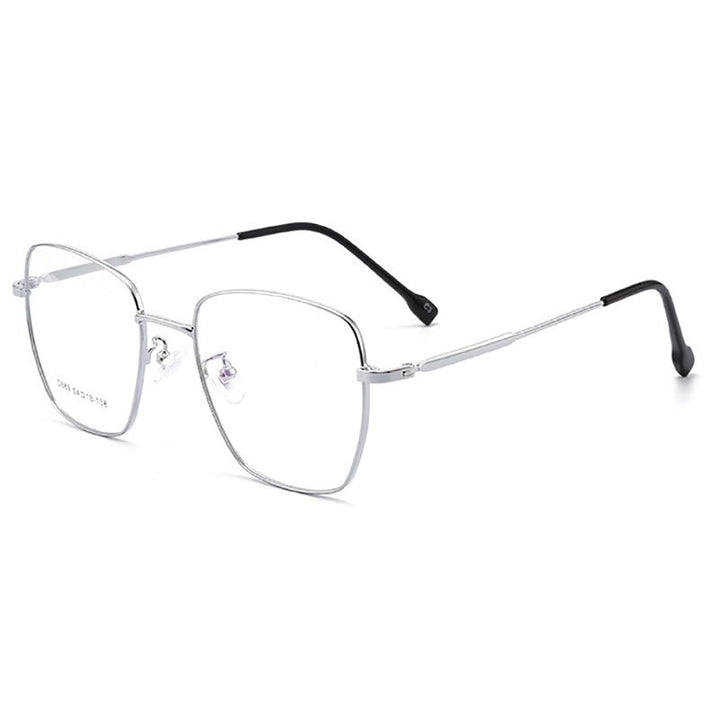 Hotony Unisex Full Rim Polygon Alloy Frame Spring Hinge Eyeglasses D889 Full Rim Hotony Silver  