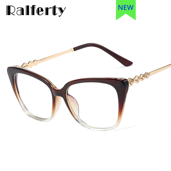 Ralferty Women's Eyeglasses Crystal Cat's Eye Anti Blue Light F95668 Anti Blue Ralferty   