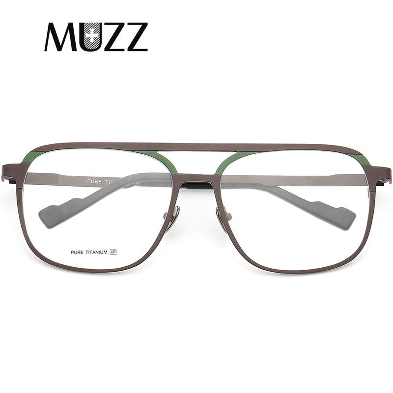 Muzz Unisex Full Rim Square Double Bridge Titanium Frame Eyeglasses T7036 Full Rim Muzz C2  