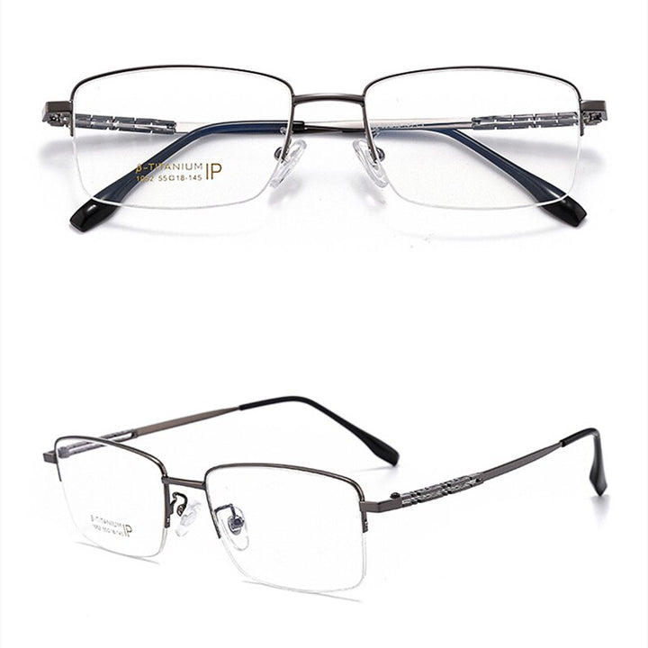 Yimaruili Men's Semi Rim β Titanium Frame Eyeglasses 1052 Semi Rim Yimaruili Eyeglasses Gun China 