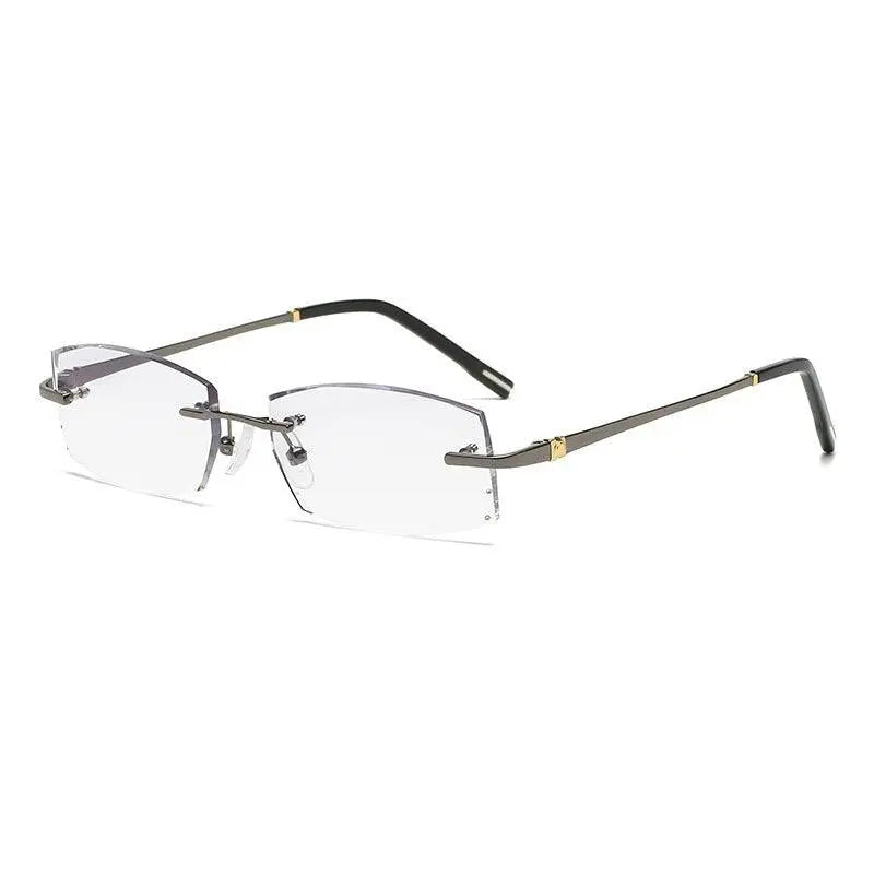 Zirosat 58127 Unisex Eyeglasses Titanium Alloy Rimless - Grey diamond cut