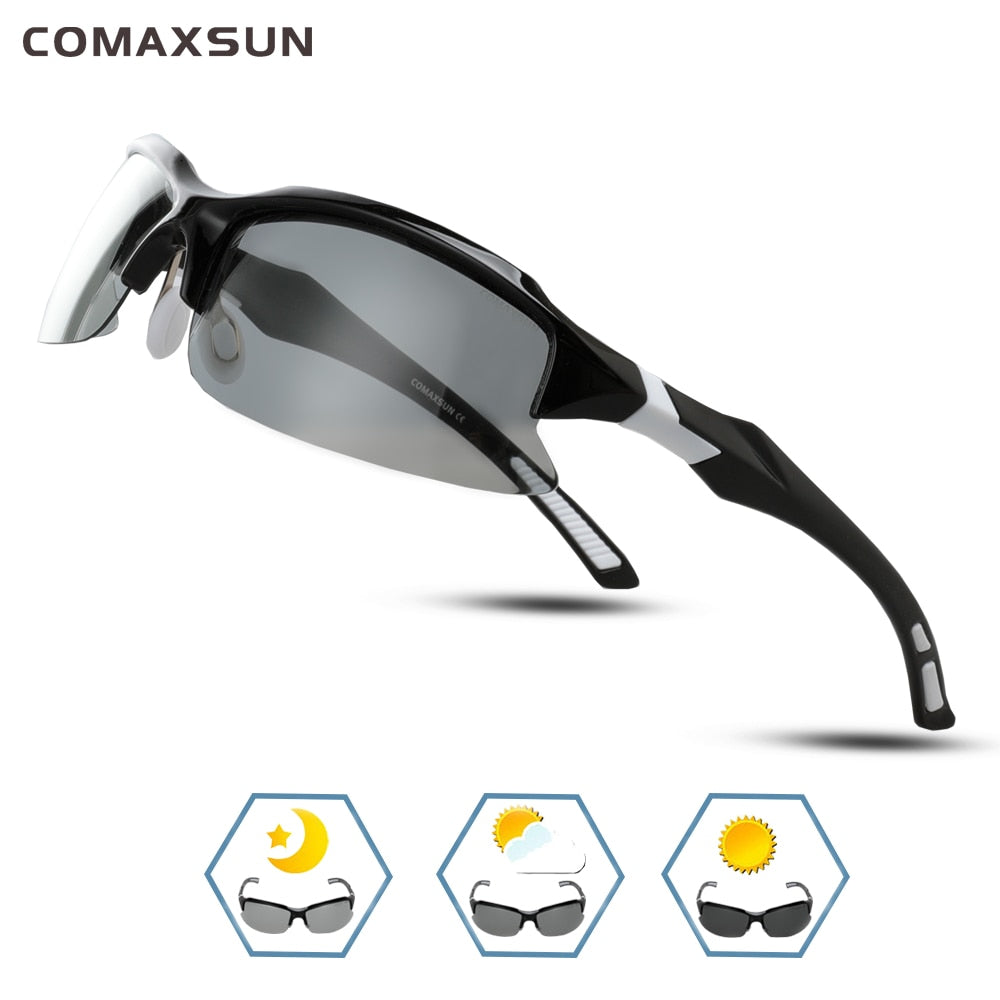 Men's Polarized Cycling Glasses Sport Sunglasses XQ129 Sunglasses Comaxsun Style 2 Black White China 
